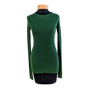 COS Merino Wool Green And Black Knit Top, XS
